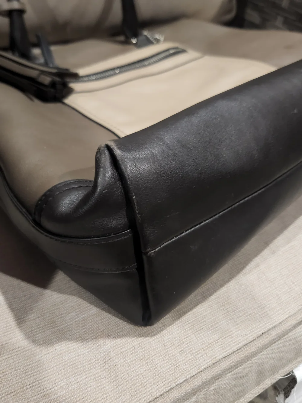 Coach Legacy Colorblock Rory Satchel 19902 Leather Taupe Black Gray Tassel Bag